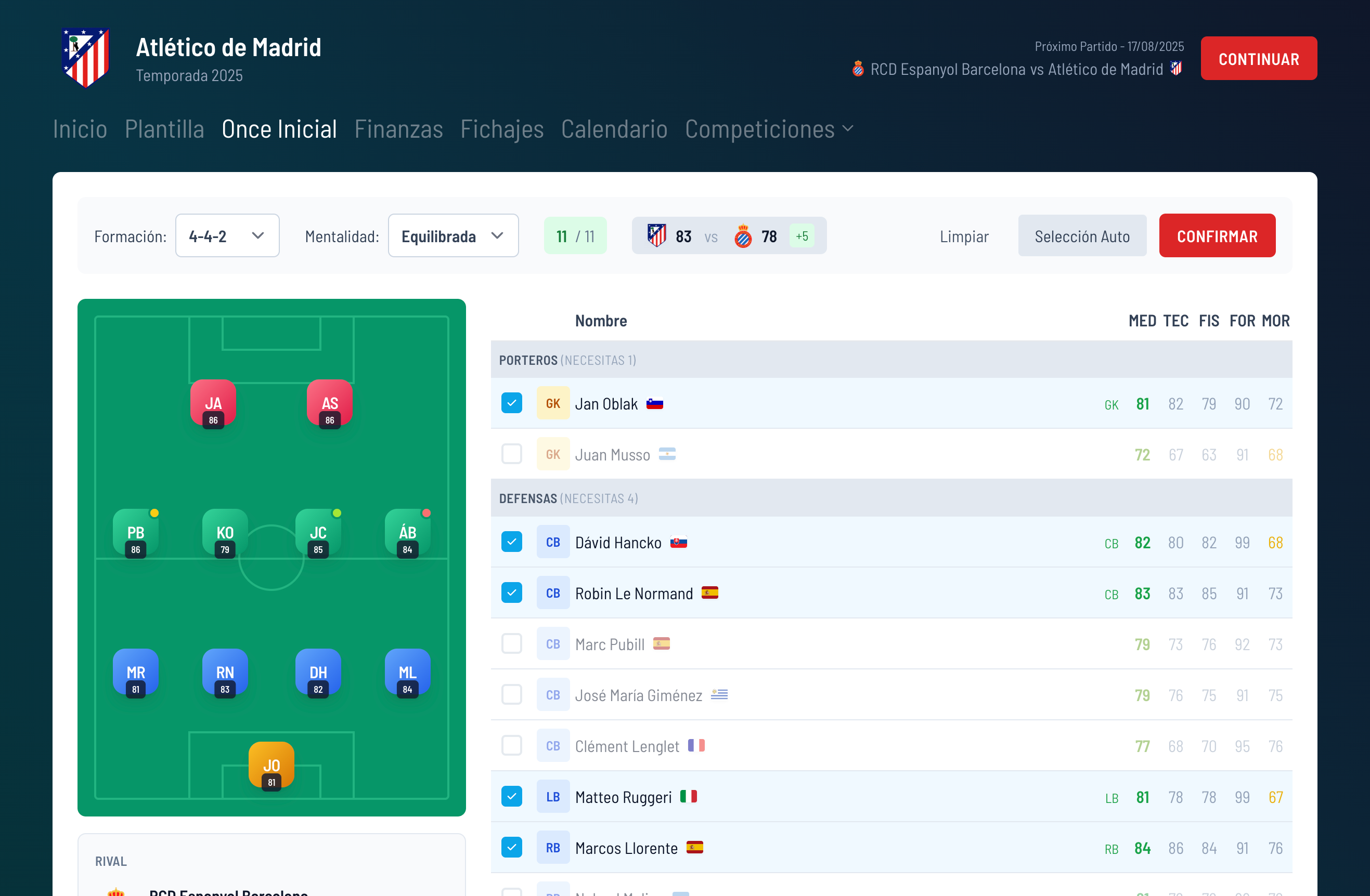 Gestión de Tácticas